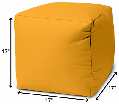 17  Cool Golden Yellow Solid Color Indoor Outdoor Pouf Ottoman