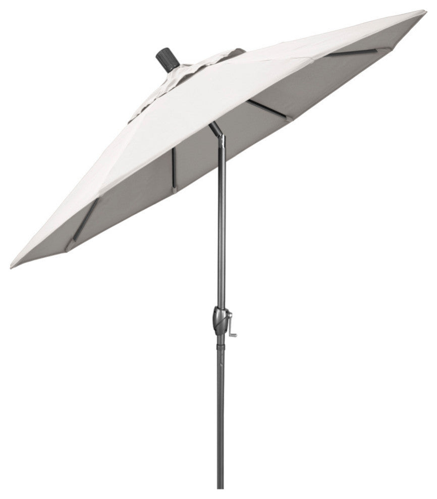 6' Patio Umbrella Grey Pole Push Button Tilt Crank Lift Sunbrella, Natural
