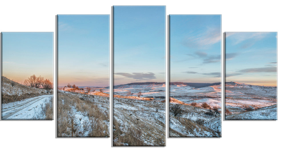 "Stavropol Region North Caucasus" Landscape Print Wall Art, 5 Panels, 60"x32"