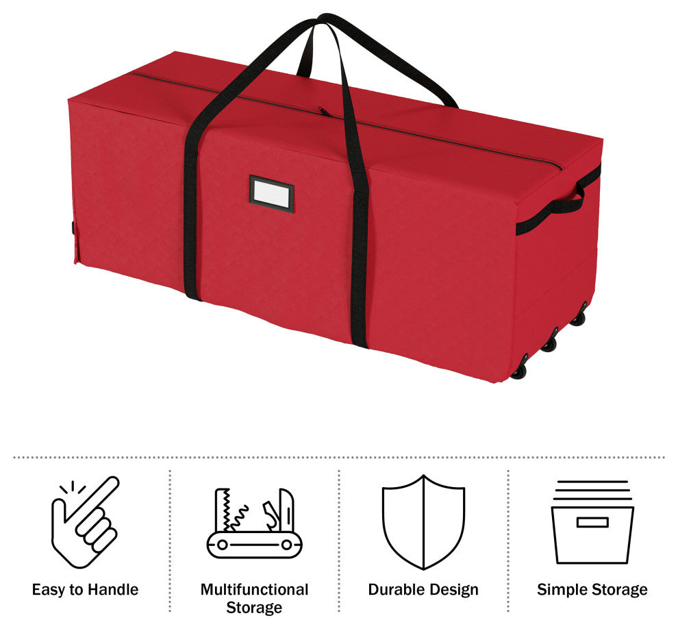 Rolling Christmas Tree Storage Bag For 12' Artificial Trees With Wheels