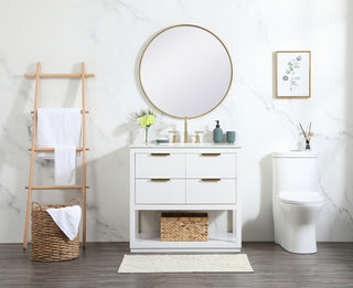 36" Single Bathroom Vanity, White, With Backsplash