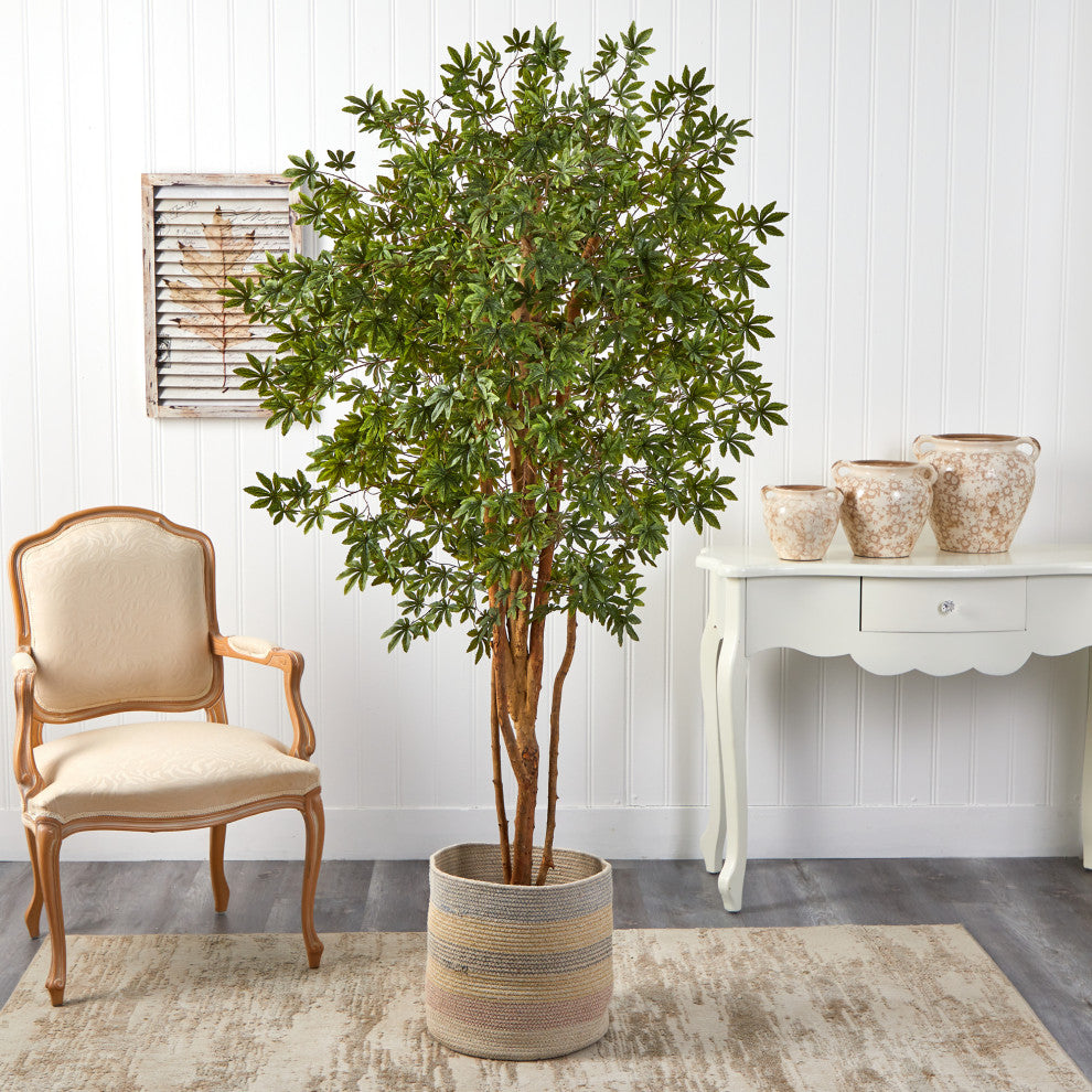T2901 6 Japanese Maple Artificial Tree in Handmade Natural Cotton Woven Planter
