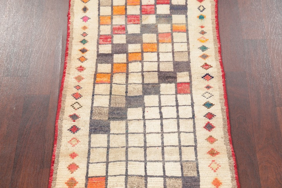 Consigned, Hand-Knotted Oriental Gabbeh Persian Style Area Rug, Brown, 4'9"X2'9"