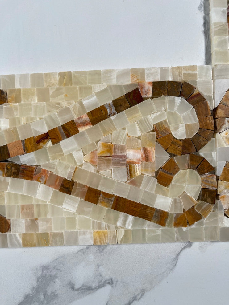 Marble Mosaic Border Listello Tile Everlasting Onyx White 4.7x15.7, 1 piece