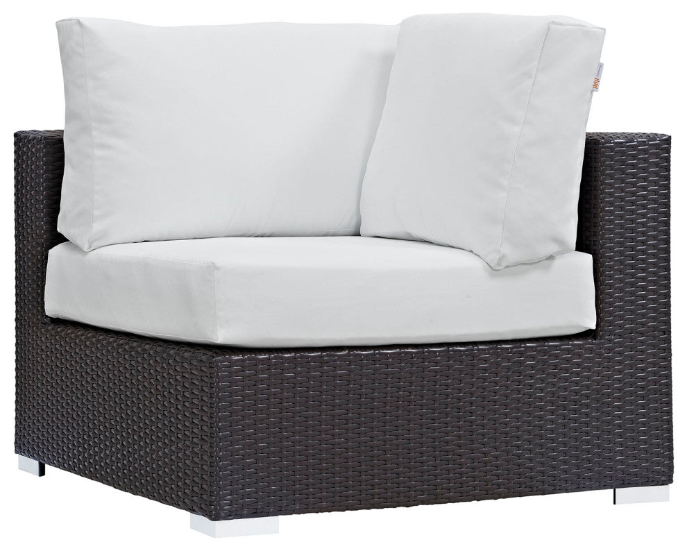 Espresso White Convene 5 Piece Outdoor Patio Sectional Set