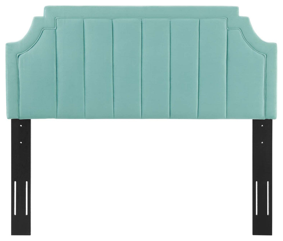 Alyona Channel Tufted Performance Velvet Full/Queen Headboard-Mint
