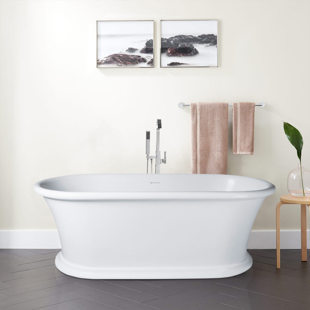 Vanity Art 61" Solid Surface Resin Stone Freestanding Bathtub