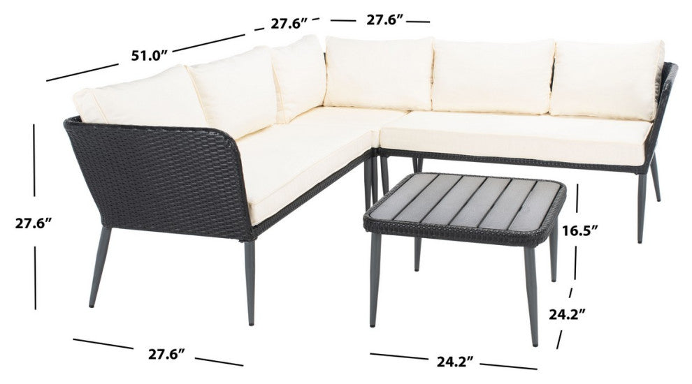 Safavieh Serson 4 Piece Sofa Set, Black/Beige