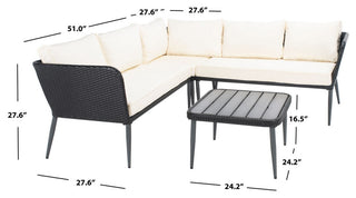 Safavieh Serson 4 Piece Sofa Set, Black/Beige