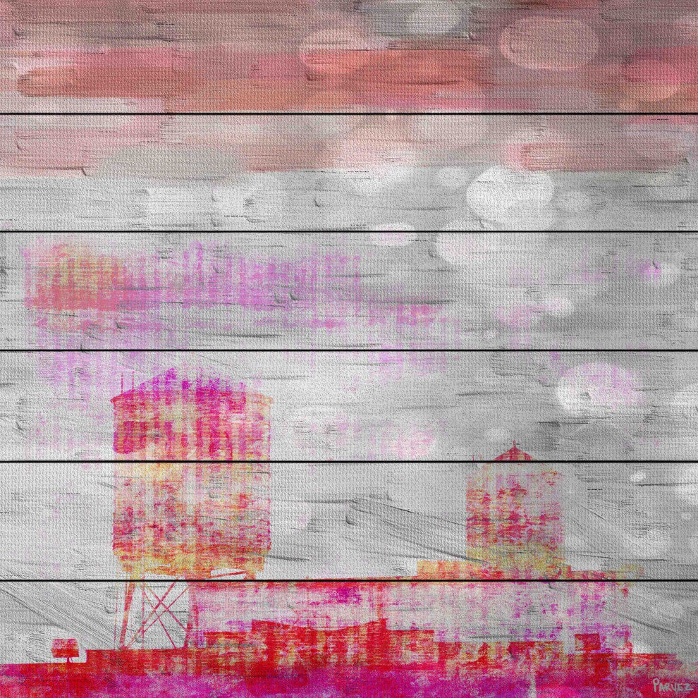 "Silos in Color" Print on White Wood, 32"x32"