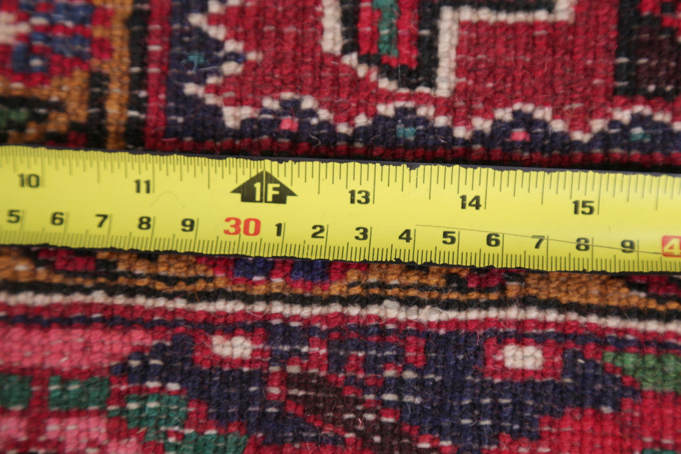 Consigned, Vintage Oriental Traditional Persian Hand-Knotted Area Rug, Red, 5x13