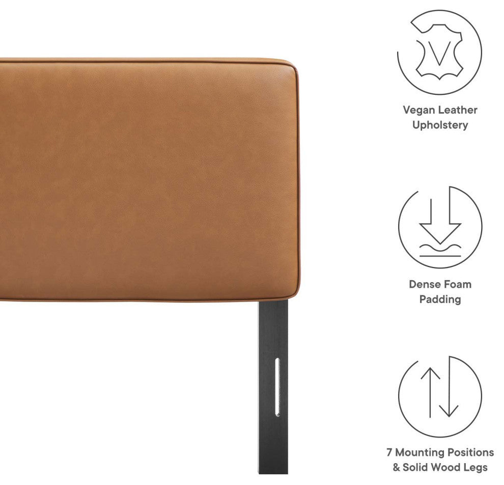 Lindee Vegan Leather King Headboard, Tan