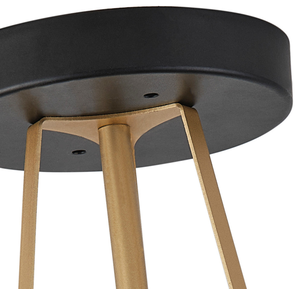 Farmhouse Gold Leaf Inside Semi Flush Mount Ceiling Light, Black
