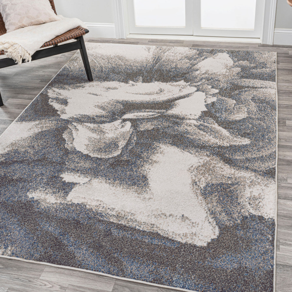 Petalo Abstract Two-Tone Modern Gray/Cream 5 ft. x 8 ft. Area Rug