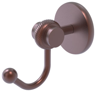Satellite Orbit Two Robe Hook With Twist Accents, Antique Copper
