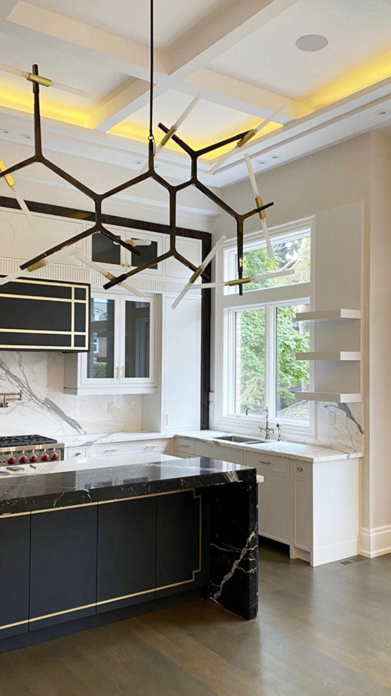 Glass Bar Rod Light Fixture Black