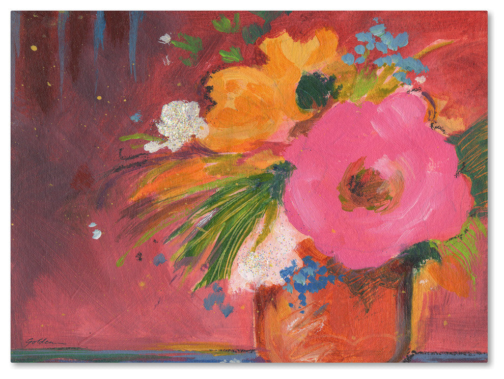 Sheila Golden ''Coral Glitter 3'' Canvas Art, 24"x18"