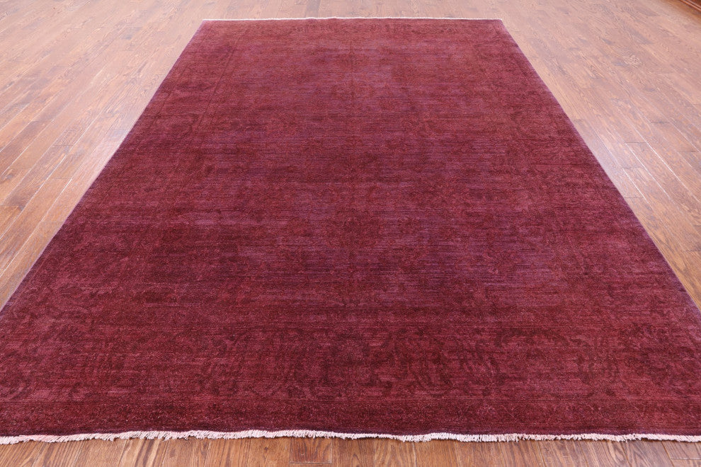 8' 10" X 11' 9" Overdyed Full Pile Handmade Wool Rug - Q12715
