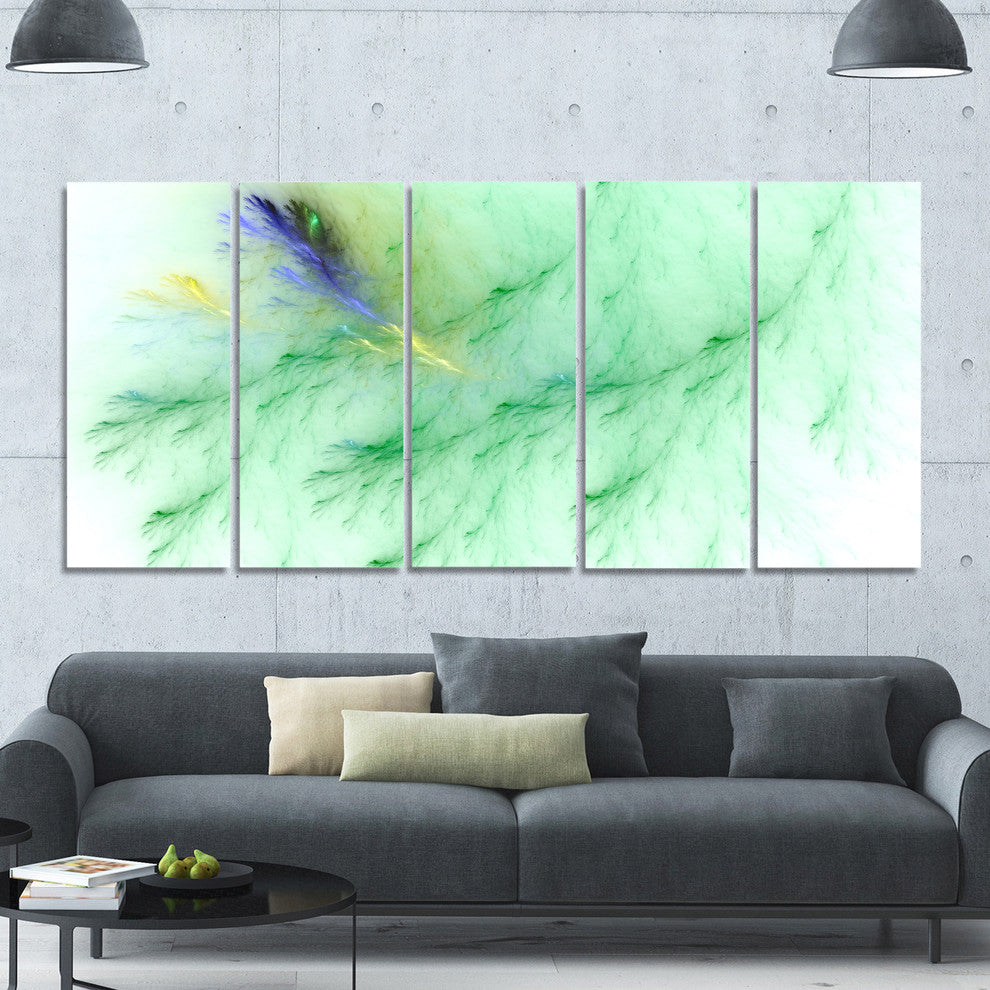 Light Green Veins of Marble, Abstract Wall Art Canvas, 60"x28", 5 Panels