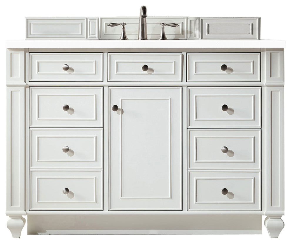Bristol 48" Single Vanity Bright White, White Zeus Quartz