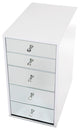 SlayStation 5-Drawer Mirrored Vanity Storage Unit, Bright White, Pair