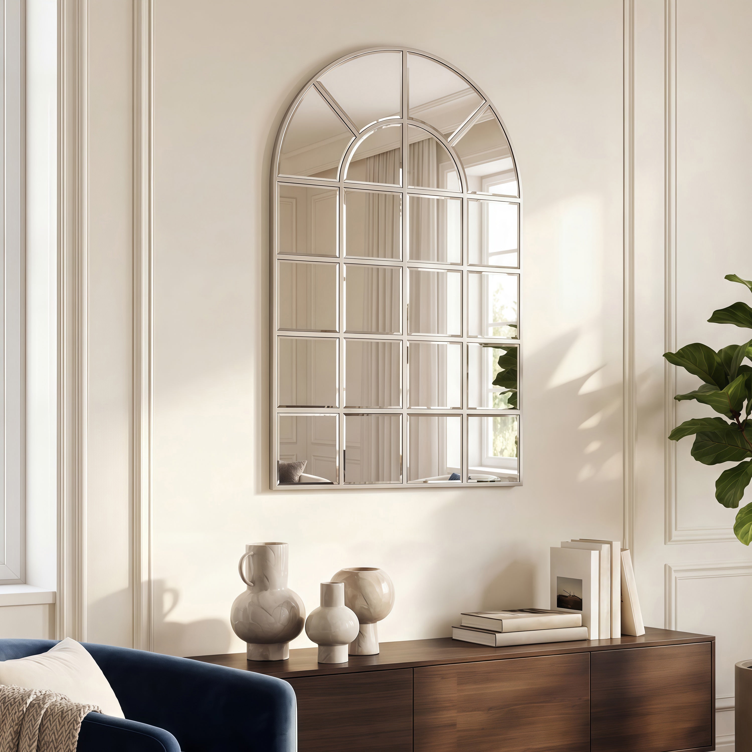 Beveled Arch Window Wall Mirror, 0.25" Beveled Edge, 44"x30" Bathroom Mirror