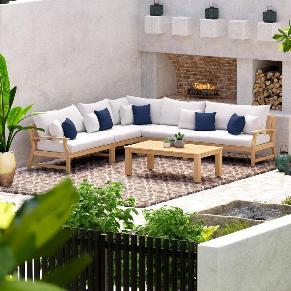 Kooper 6 Piece Sunbrella Outdoor Patio Sectional, Bliss Ink