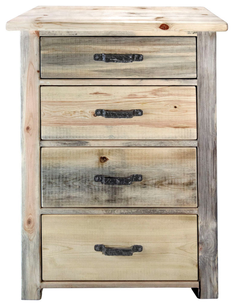 Big Sky Collection Rugged Sawn 4 Drawer Chest of Drawers, Natural