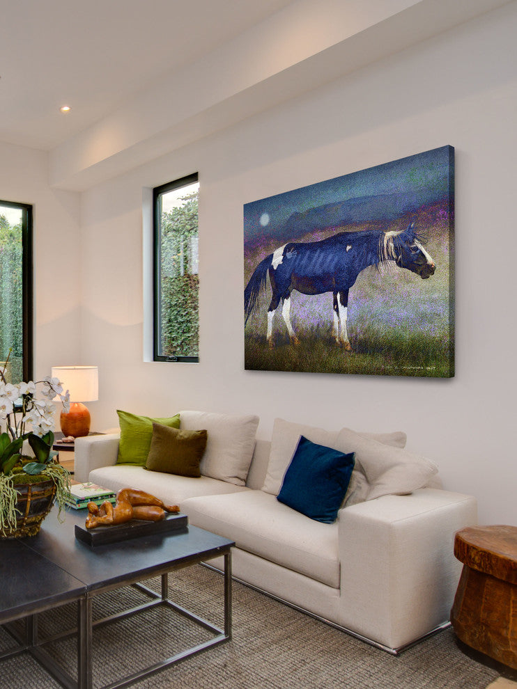 "Black Horse" Painting Print on Canvas by Chris Vest