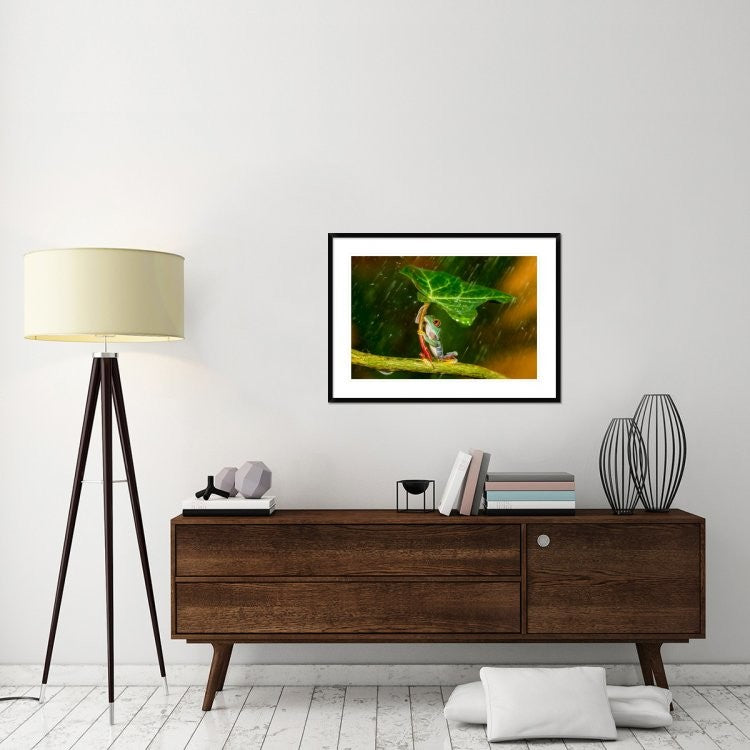 "Ohh Noo - Its Raining" Framed Digital Print by Kutub Uddin, 38"x28"