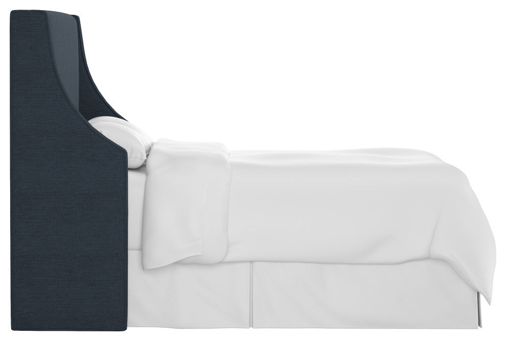Wingback Headboard, Linen Navy, Full