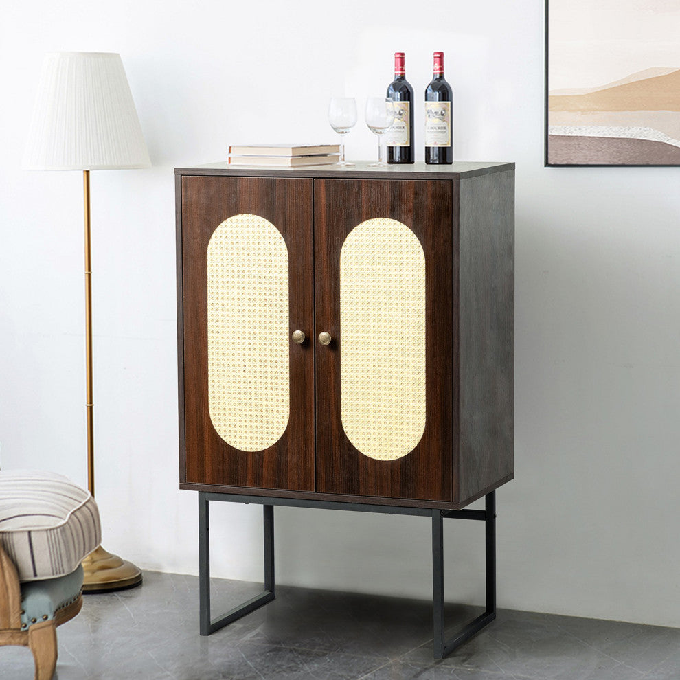 Wood Double Door Accent Cabinet with Interior Shelves , Espresso, 26'' X 15''