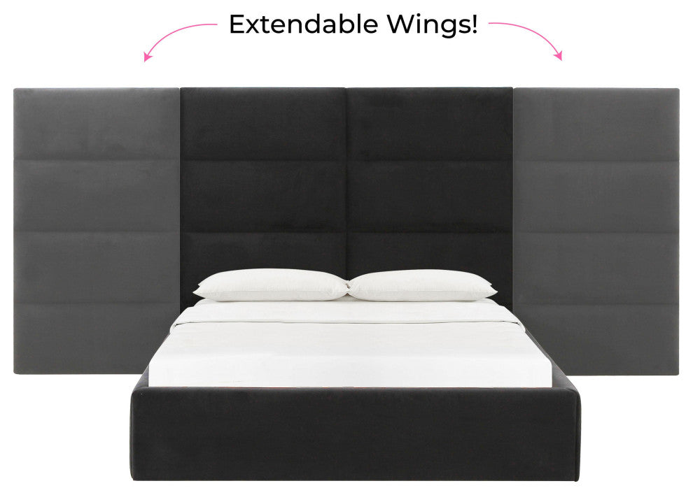 Eliana Black Velvet King Wings (Set of 2) - Black