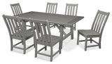 POLYWOOD Vineyard 7-Piece Rustic Farmhouse Side Chair Dining Set