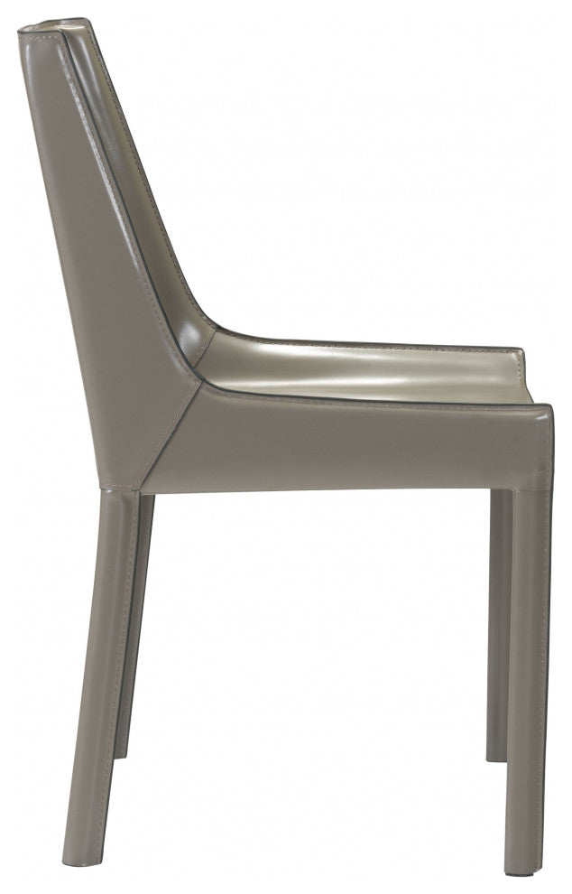 Set of Two Gray Faux Leather Dining Chairs