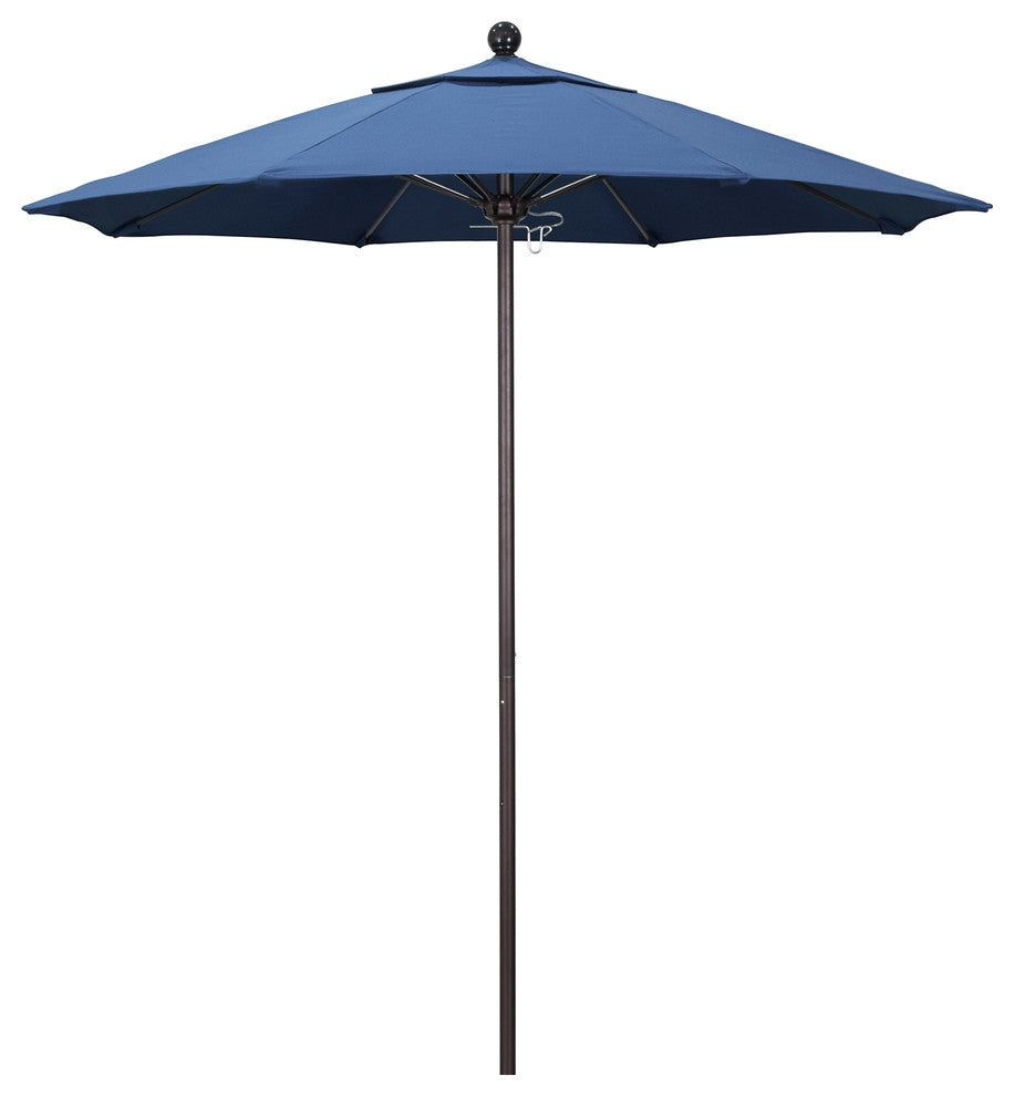 7.5' Bronze Push Lift Fiberglass Rib Aluminum Umbrella, Pacifica, Capri