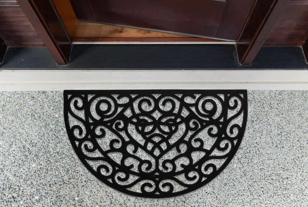 DII Heart Scroll Half Moon Pin Rubber Doormat