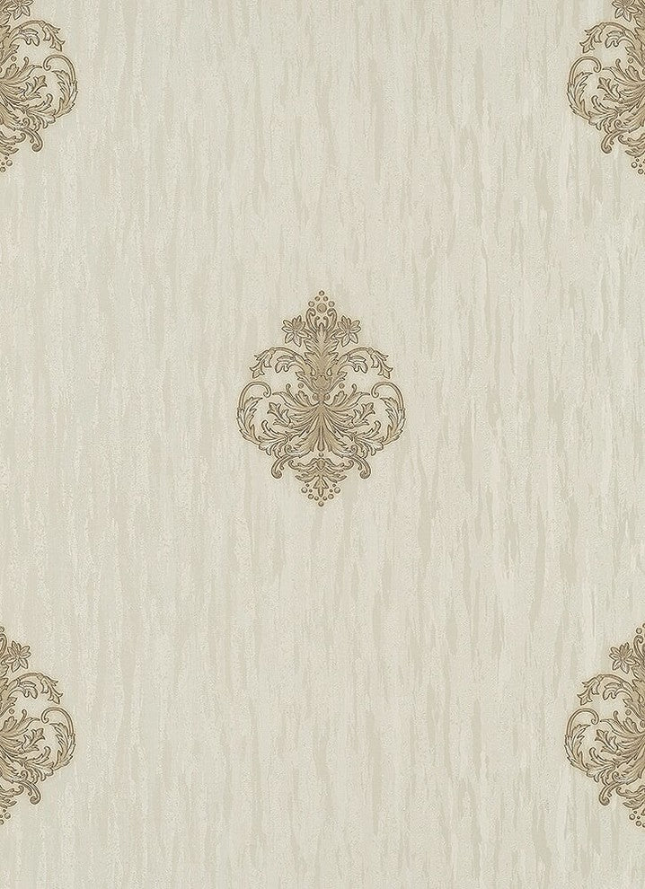 Classic Moments, Romantic Renaissance Striped Damask Cream Wallpaper Sample