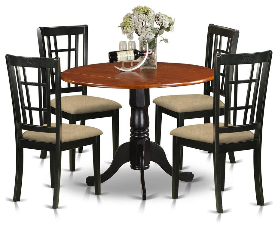 Dlni5-Bch-C, 5-Piece Kitchen Table Set, Dining Table and 4 Wood Kitchen Chairs