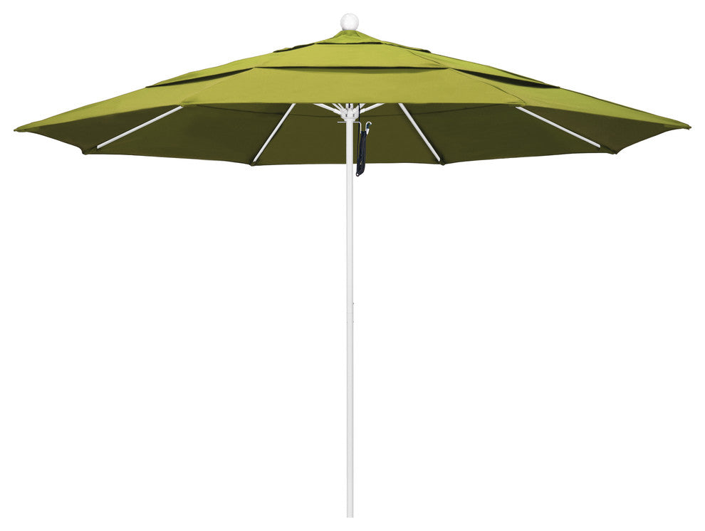 11' Fiberglass Umbrella With White Frame, Kiwi, 11'