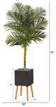 6'' Golden Cane Artificial Palm Tree, Black Planter With Stand