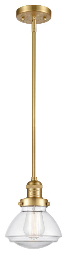 Olean 1 Light Mini Pendant, Satin Gold, Clear