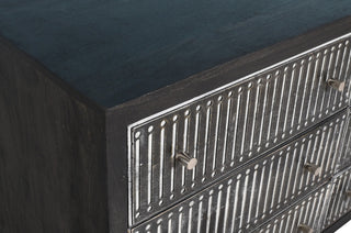 Sarah 6 Drawer Chest, Mango Solid Wood Antique Brown Finish on Iron Base