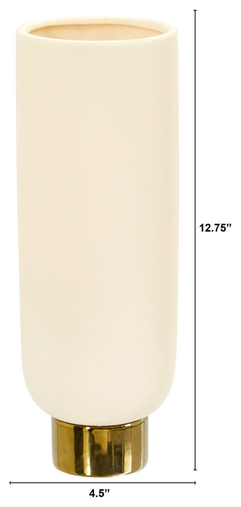 12.75 Elegance Ceramic Cylinder Vase with Gold Accents
