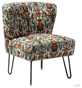 Tufted Side Chair With Metal Legs, Floral
