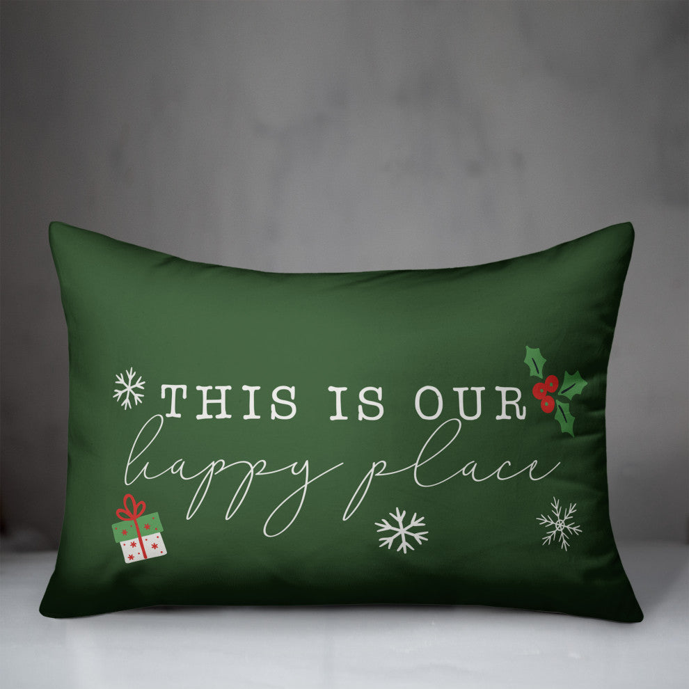 Green This Is Our Happy Place 20x14 Spun Poly Pillow