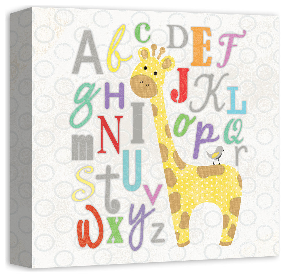 Alphabet Giraffe 12x12 Canvas Wall Art