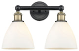 Bristol Glass 2-Light 17" Vanity Light, Black Antique Brass, Matte White Shade