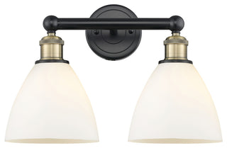 Bristol Glass 2-Light 17" Vanity Light, Black Antique Brass, Matte White Shade