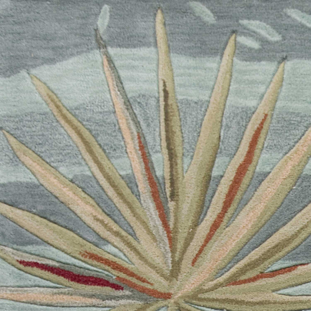 HomeRoots 8'x11' Seafoam Green Machine Woven Tropical Plants Indoor Area Rug